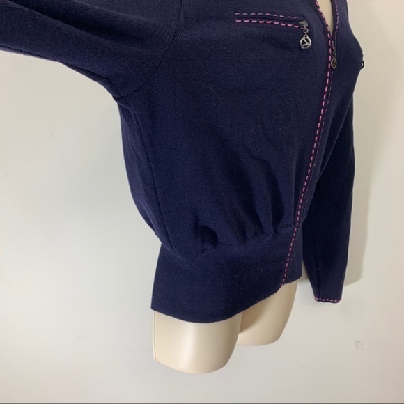 Laurel By Escada Cardigan Full Zip Sweater Blue - Picture 8 of 9